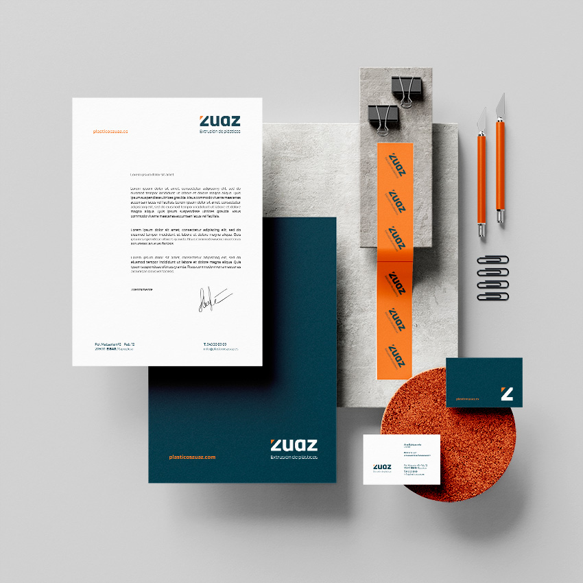 Papelería corporativa Zuaz Extrusión de plásticos