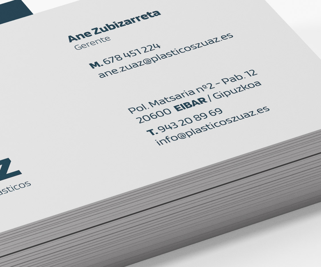 Tarjeta de visita de Zuaz Extrusión de plásticos